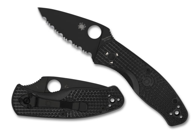 Spyderco Persistence Lightweight Black Blade Folding Knives 2.75in 8Cr13MoV Steel SpyderEdge Serrated Folding Blade FRN Handle - Spyderco