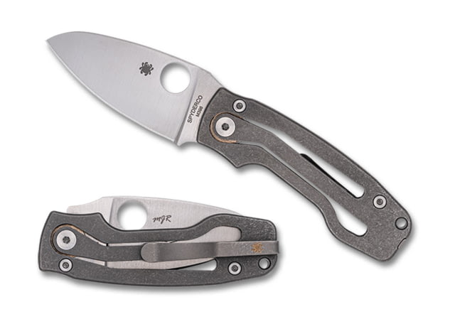 Spyderco PITS 2 Folding Knives 2.74in M398 Titanium Satin Titanium - Spyderco