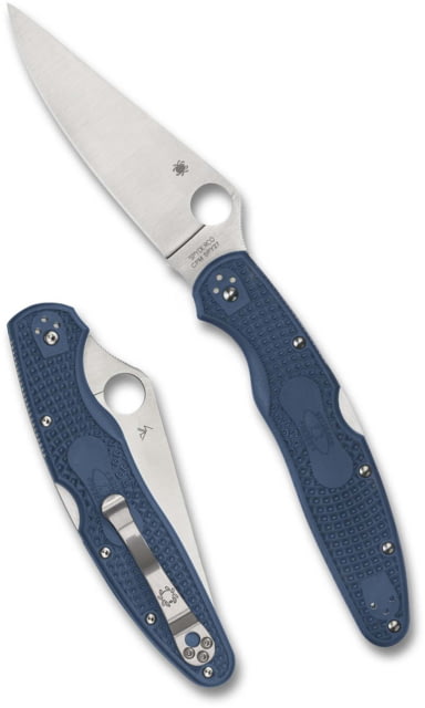 Spyderco Police 4 Lightweight CPM SPY27 4.38in Folding Knife Satin Finish Silver Blue FRN Handle - Spyderco