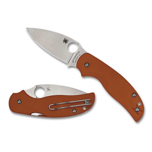 Spyderco Sage 5 Folding Knife 3in CPM Rex 121 Leaf Blade Plainedge G-10 Burnt Orange Handle
