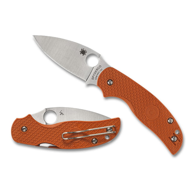 Spyderco Lightweight Sage 5 Folding Knife 3in CPM Rex 121 Leaf Blade Plainedge FRN Burnt Orange Handle
