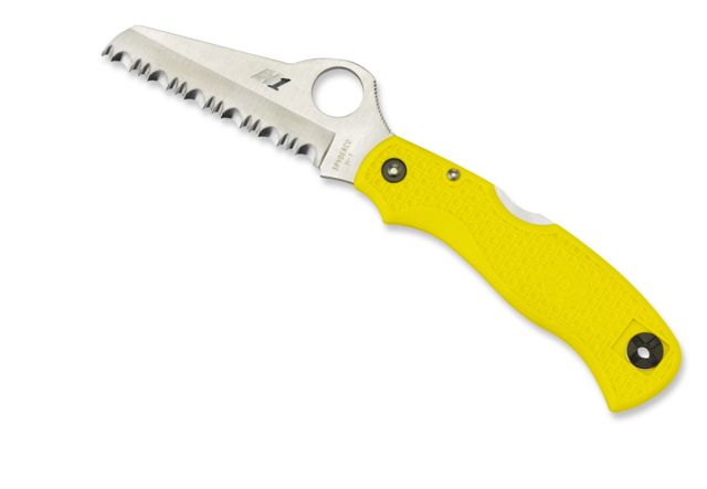 Spyderco Saver Salt Folding Knife Yellow FRN Handle H-1 Serrated Blade - Spyderco