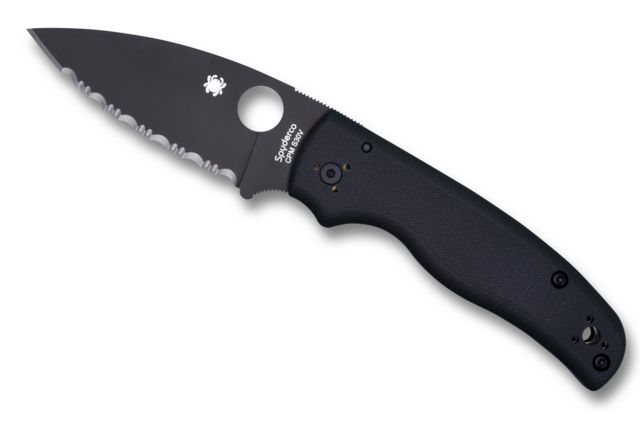 Spyderco Shaman Folding Knife 3.58in CPM S30V Leaf Blade SpyderEdge G-10 Black Handle