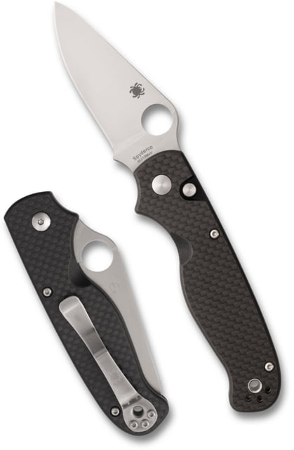 Spyderco ButtonUp Assisted Opening Folding Knife 3.27in 8Cr13MoV Modified Clip Point Carbon Fiber Black Handle - Spyderco