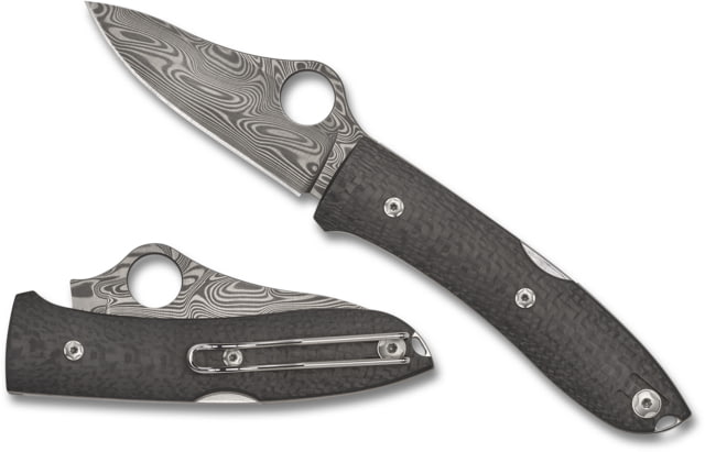 Spyderco SpyOpera Thor Sprint Run Folding Knife 2.90in Thor Damasteel Black Carbon Fiber Handle - Spyderco