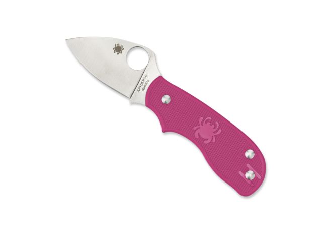 Spyderco Squeak SlipIt Folding Knife 2in N690Co Clip Point Blade PlainEdge FRN Pink Handle