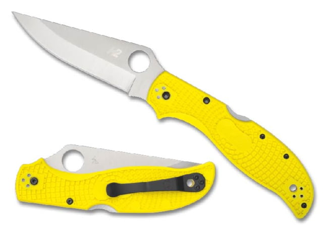 Spyderco Stretch 2 Lightweight Folding Knife 3.95in H-2 Steel SpyderEdge Drop Point Blade FRN Yellow Handle