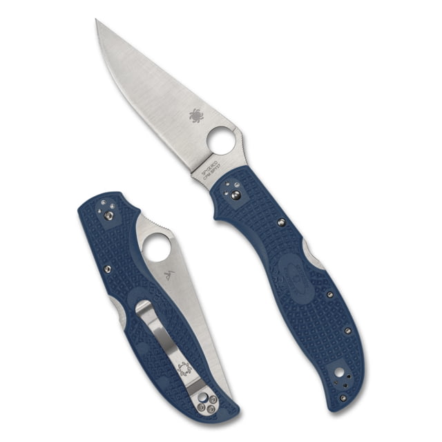 Spyderco Stretch 2 XL Lightweight CPM SPY27 3.99in Folding Knife CPM SPY27 Blade Steel Plain Edge Satin Finish Silver Blue FRN Handle