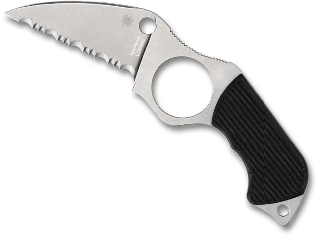 Spyderco Swick 5 Fixed Blade Knife 2.73in LC200N Serrated Wharncliffe Blade Black G10 Handle Boltaron Sheath - Spyderco