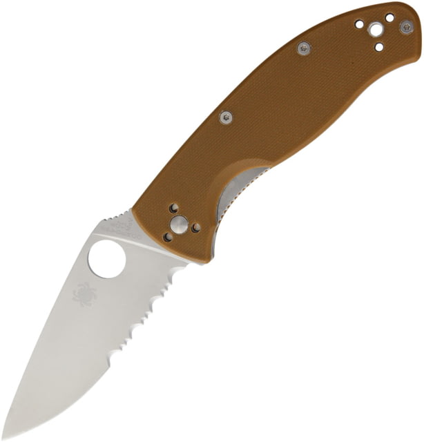 Spyderco Tenacious Brown G10 Folding Knife3.375in8Cr13MoV SteelPartially SerratedSatinBrownG10 Handle - Spyderco