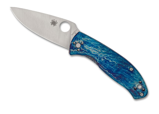 Spyderco Tenacious Folding Knife 3.35in D2 Satin Leaf Titanium Blue Handle