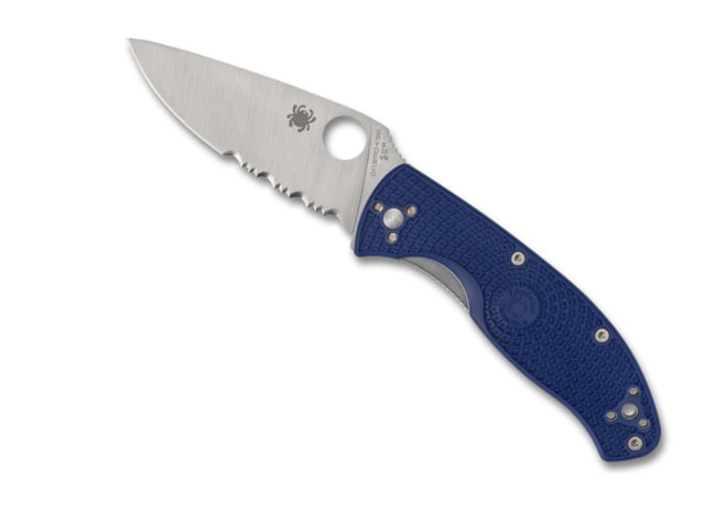 Spyderco Tenacious Folding Knife 3.39 in Silver Combination Blade Blue G-10 Handle - Spyderco
