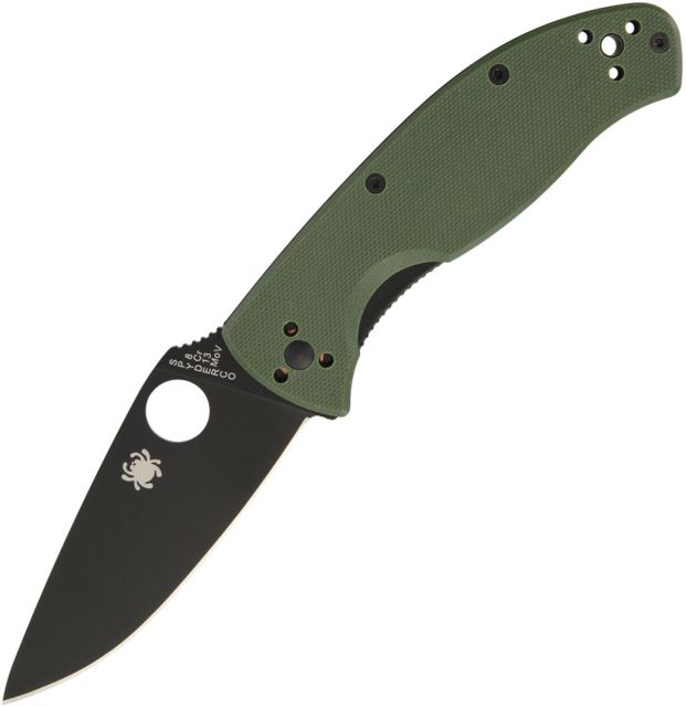Spyderco Tenacious Green G10 Plain Blk Folding Knife3.25in8Cr13MoV SteelStandard Edge Black GreenG10 Handle - Spyderco