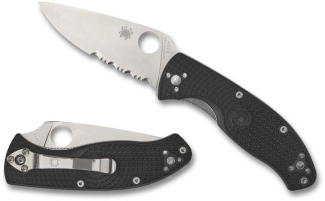 Spyderco Tenacious Lightweight Folding Knife 3.39in 8Cr13MoV Clip Point Blade CombinationEdge FRN Black Handle