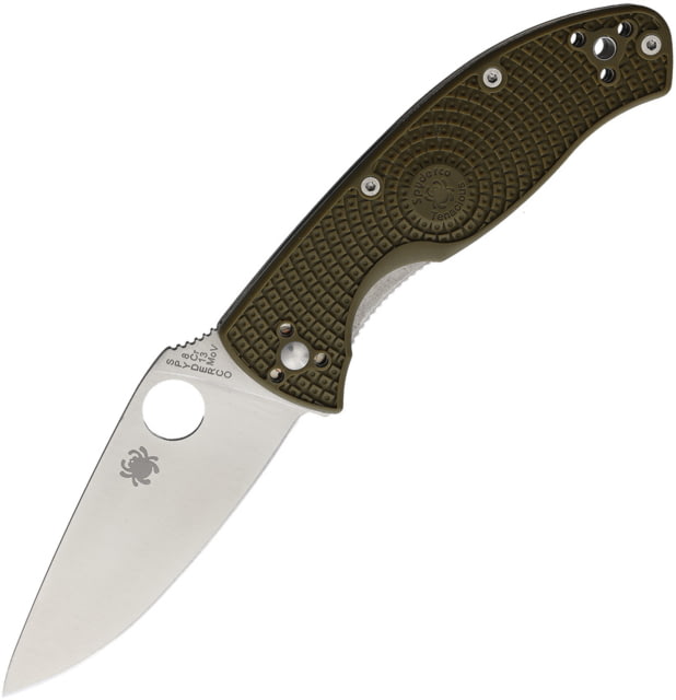 Spyderco Tenacious Linerlock OD Green Folding Knife 3.38" satin finish 8Cr13MoV stainless blade OD green bi-directional texture FRN handle - Spyderco