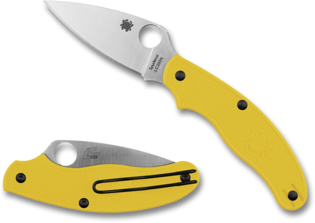 Spyderco Uk Penknife Folding Knife 2.93in Steel Leaf Blade FRN Yellow Handle