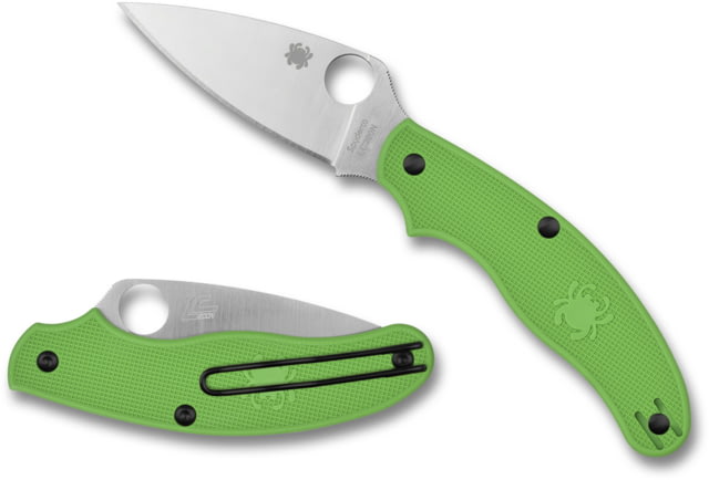 Spyderco UK Penknife Salt Folding Knives 3in LC200N Plain Blade Green FRN Handle - Spyderco