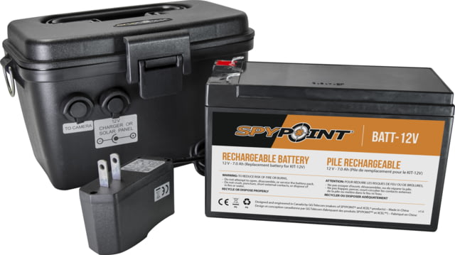 Spypoint 12V Battery Kit w/12ft Power Cable, Black KIT-12V