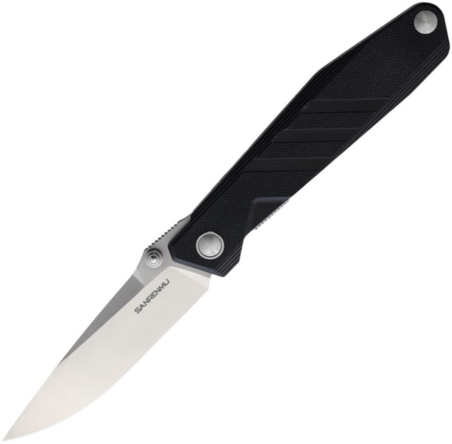 SRM Knives  Linerlock Folding Knife 3.75" satin finish 8Cr13MoV stainless blade Black G10 handle - Srm Knives