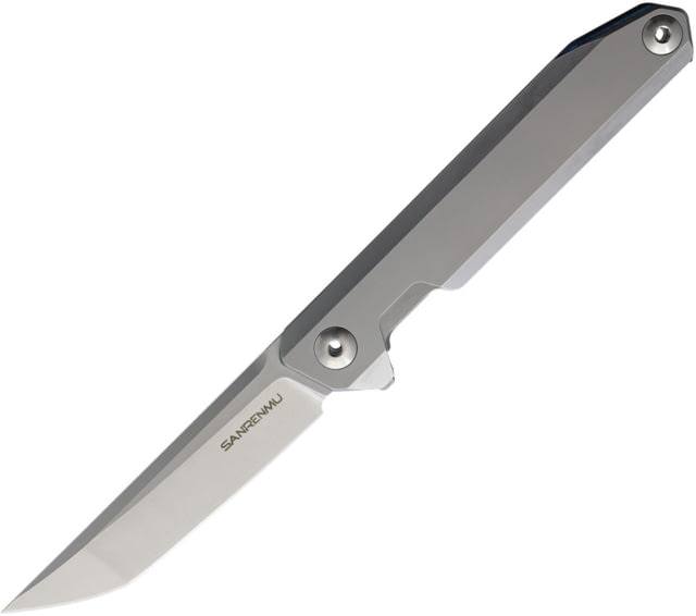 SRM Knives  Framelock Folding Knife 3.75" bead blast finish 14C28N Sandvik stainless t Satin finish stainless handle - Srm Knives