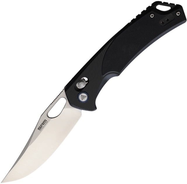 SRM Knives  Ambi Lock Folding Knife 3.5" satin finish D2 tool steel blade Black G10 handle - Srm Knives