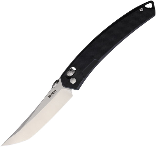 SRM Knives  Ambi Lock Folding Knife 3.5" satin finish 8Cr13MoV stainless tanto blade Black G10 handle - Srm Knives