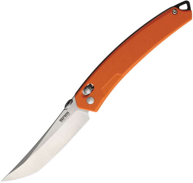 SRM Knives  Ambi Lock Folding Knife 3.5" satin finish 8Cr13MoV stainless tanto blade Orange G10 handle - Srm Knives