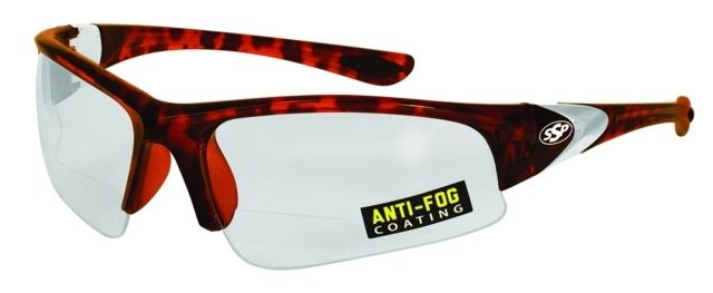 SSP Eyewear Entiat Clear Anti-Fog Bifocals Shooting Glass Readers w/ 2.00 Magnification Demi Two-Tone Frame Crystal Clear Anti-Fog Lens ENTIAT 200 DMI