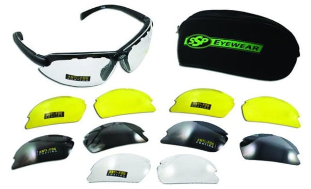 SSP Eyewear Top Focal Shooting Glasses Premier Kit 2.00 Matte Black Frame Amber Clear and Smoked Lenses TF200 PREMIER KIT - Ssp Eyewear