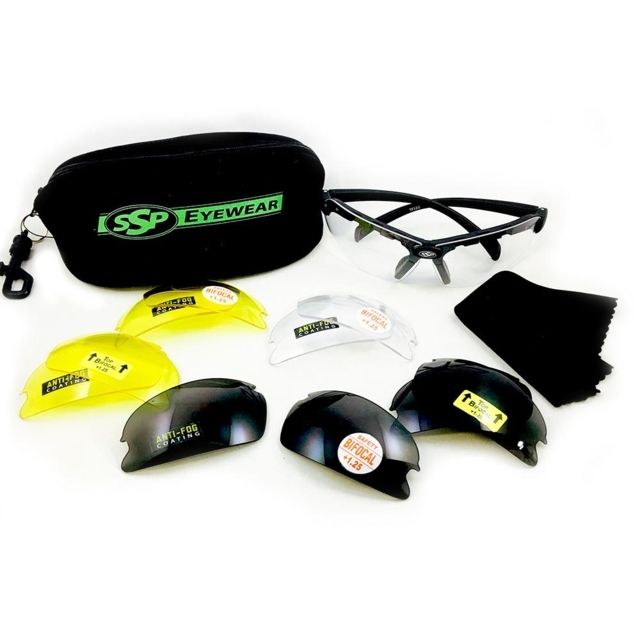 SSP Eyewear Top Focal Shooting Glasses Ultra Kit w/ 3.00 Magnification Black Frame 12 Amber Clear And Smoked Lenses TF300 ULTRA KIT - Ssp Eyewear