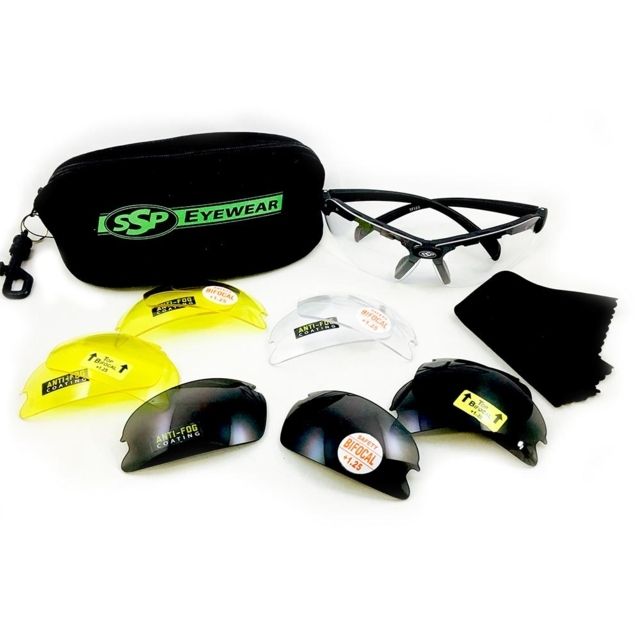 SSP Eyewear Top Focal Shooting Glasses Ultra Kit w/ 12 lenses 2.25 Denial 2.25 AM CL SM Lenses Black Universal 011711956906 - Ssp Eyewear