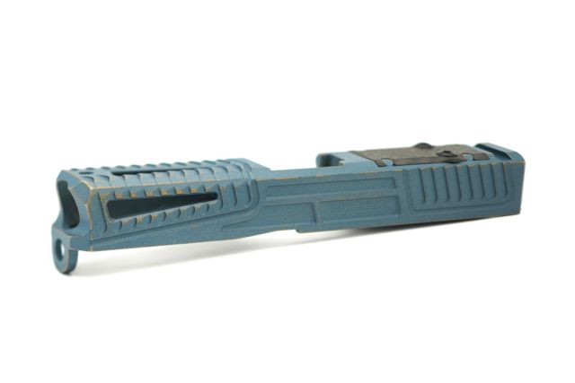 Statement Defense Overbite Slide DeltaPoint Pro Optic Cut Window Cut Glock 19 Gen3 Blue/Gold Battleworn - Statement Defense