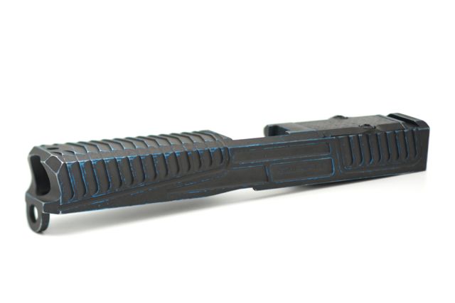 Statement Defense Overbite Slide Trijicon RMR Optic Cut Glock 17 Gen3 Black/Blue Battleworn - Statement Defense