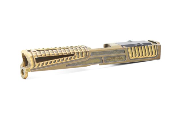 Statement Defense Overbite Slide Trijicon RMR Optic Cut Window Cut Glock 17 Gen3 Gold/Dark Green Battleworn - Statement Defense