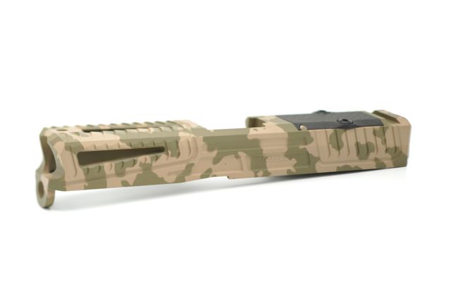 Statement Defense Overbite Slide Trijicon RMR Optic Cut Window Cut Glock 19 Gen3 Tan/Green Camo - Statement Defense