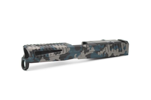 Statement Defense Overbite Slide Trijicon RMR Optic Cut Window Cut Glock 19 Gen5 Blue/Black Camo - Statement Defense