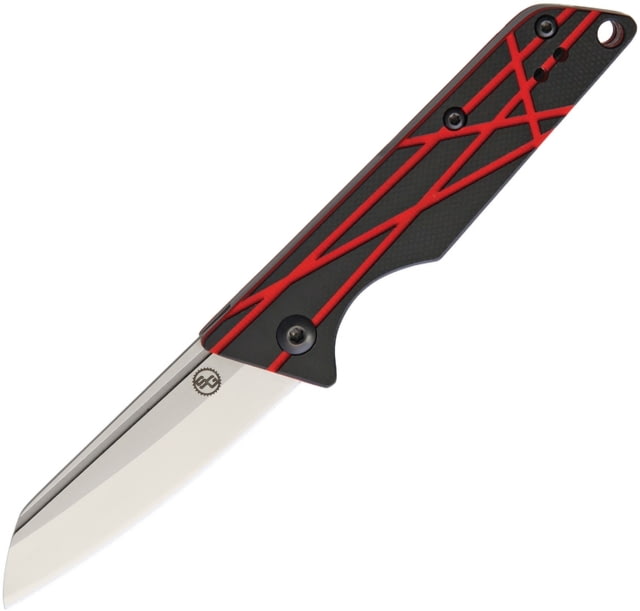 StatGear Ledge Slip Joint Folding Knife 3.63in Closed 2.5in Stonewash D2 Tool Steel Blade Black/Red G10 Handle Pocket Clip Slip Joint - Statgear