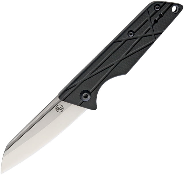 StatGear Ledge Slip Joint Folding Knife 3.63in Closed 2.5in Stonewash D2 Tool Steel Sheepsfoot Blade Black G10 Handle Slip Joint Pocket Clip - Statgear