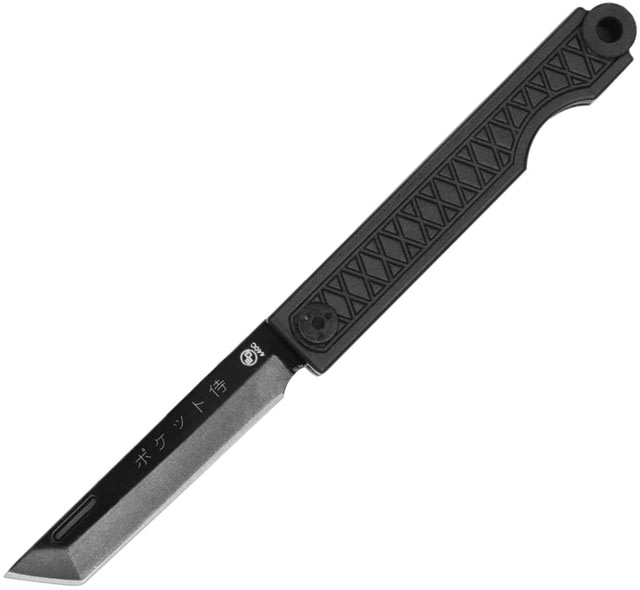 StatGear Pocket Samurai Folder Folding Knife 2" two-tone finish 440C stainless tanto blade Black aluminum handle - Statgear
