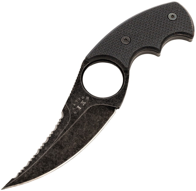 Station IX La Griffe Fixed Blade Knife 6.5in Overall 3in Black Stonewash Sawback VG-10 Stainless Blade Black G10 Handle Kydex Sheath NO. - Station Ix