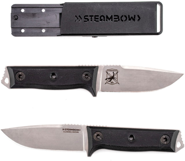 Steambow K2 3.94in Fixed Blade Knife Polymer Silver/Black