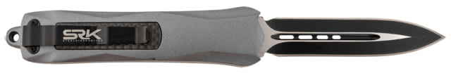 Steel River Knives Knives A163BD Spartan 3.50in OTF Dagger Plain Black/Silver 440C SS Blade/ Gray w/Carbon Fiber Inlay Aluminum Zinc Alloy Handle