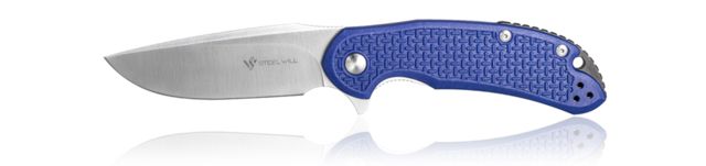 Steel Will Cutjack Folding Knife 3.5in D2 Steel Blade Stainless Steel Finish Blue Handle - Steel Will