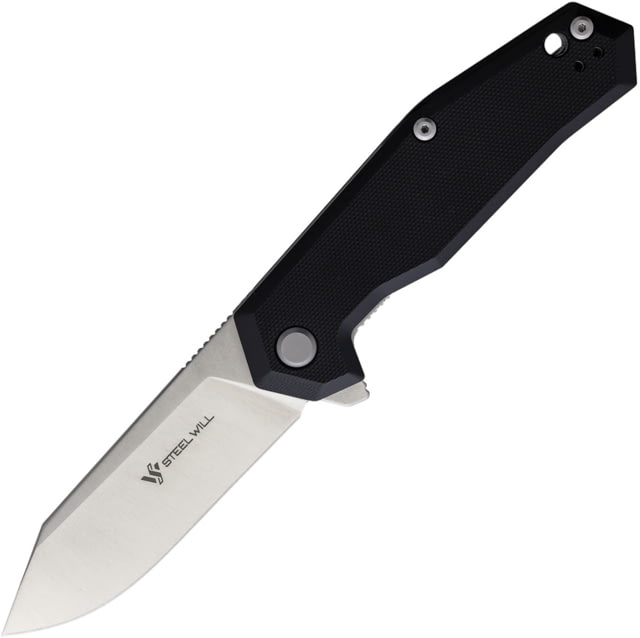 Steel Will Tenet 2 Black Folding Knife 4.5in Closed 3.5in Satin D2 Tool Steel Blade Black G10 Handle - Steel Will