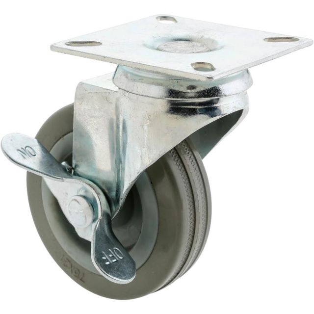 Steelex 3in Gray Rubber Swivel Caster Plate Mount with Brake