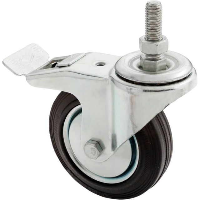 Steelex 4in Black Rubber Swivel Caster Threaded Mount with Lock