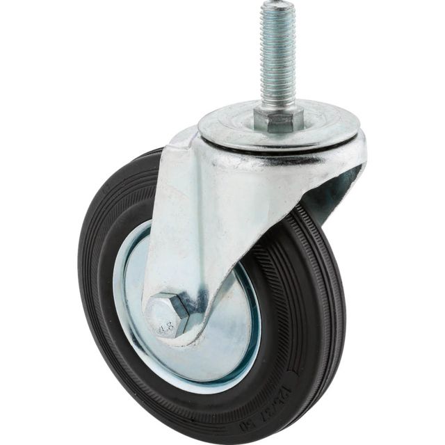 Steelex Rubber Swivel Caster M12x1.75 Threaded Mount Black 5in