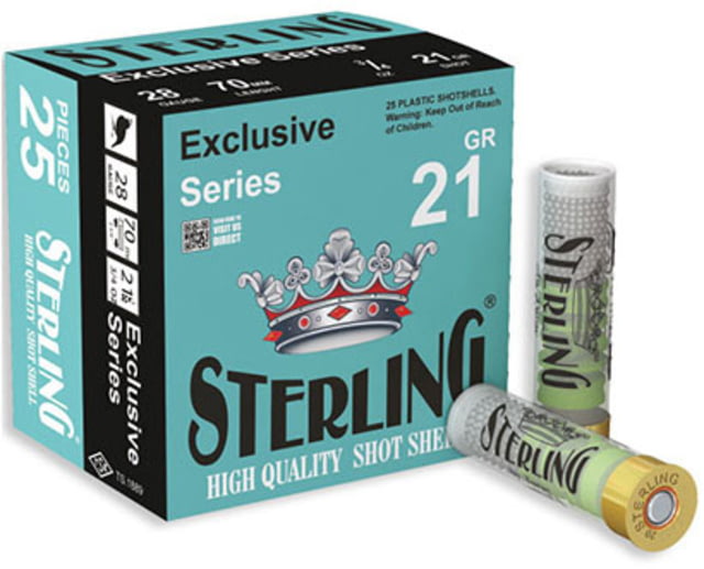 Sterling Exclusive Series 28 Gauge 21 Grain 2 3/4 In Number 8 Shotgun Ammo 25 Round rling Exclusive Series 28 Gauge 21 Grain 2 3/4 In Number 8 Shotgun 25 Round Ammo