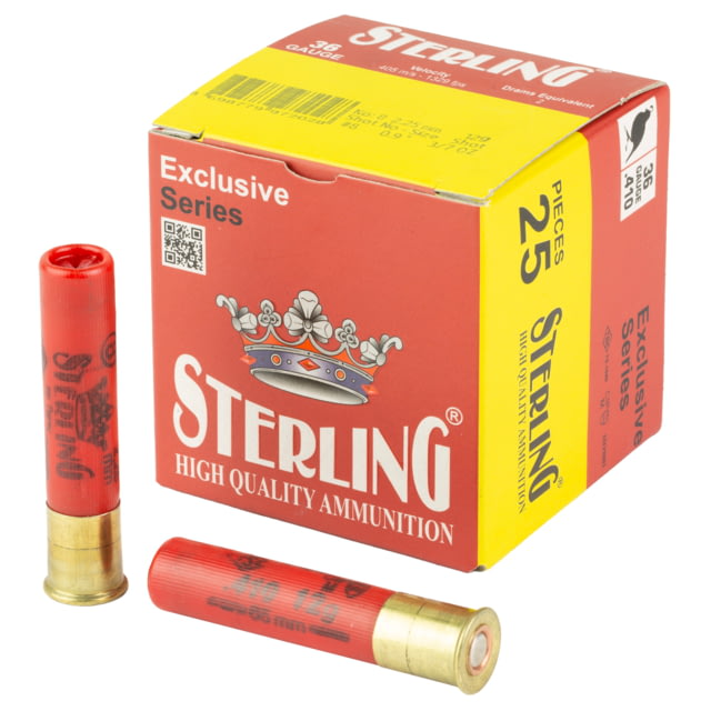 Sterling Exclusive Series .410 Gauge 3/7 oz 2.5" Shotgun Ammo #8 Shot 25 Round Box - Sterling