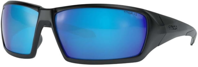 STNGR Ridge Ballistic Sunglasses Matte Black/Blue Mirror Large